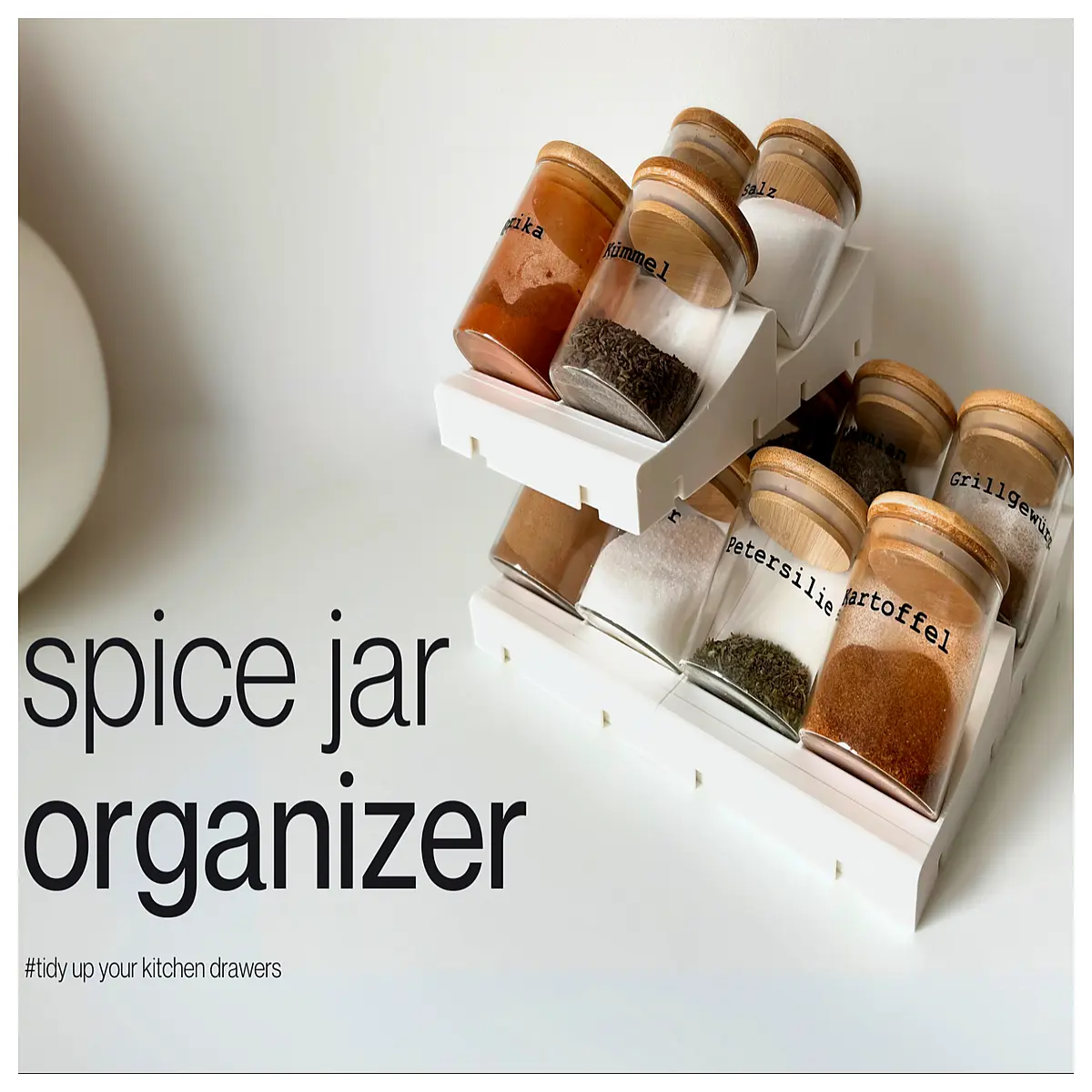 kitchen drawer spice jar organizer rack storage container holder for seasoning bottles