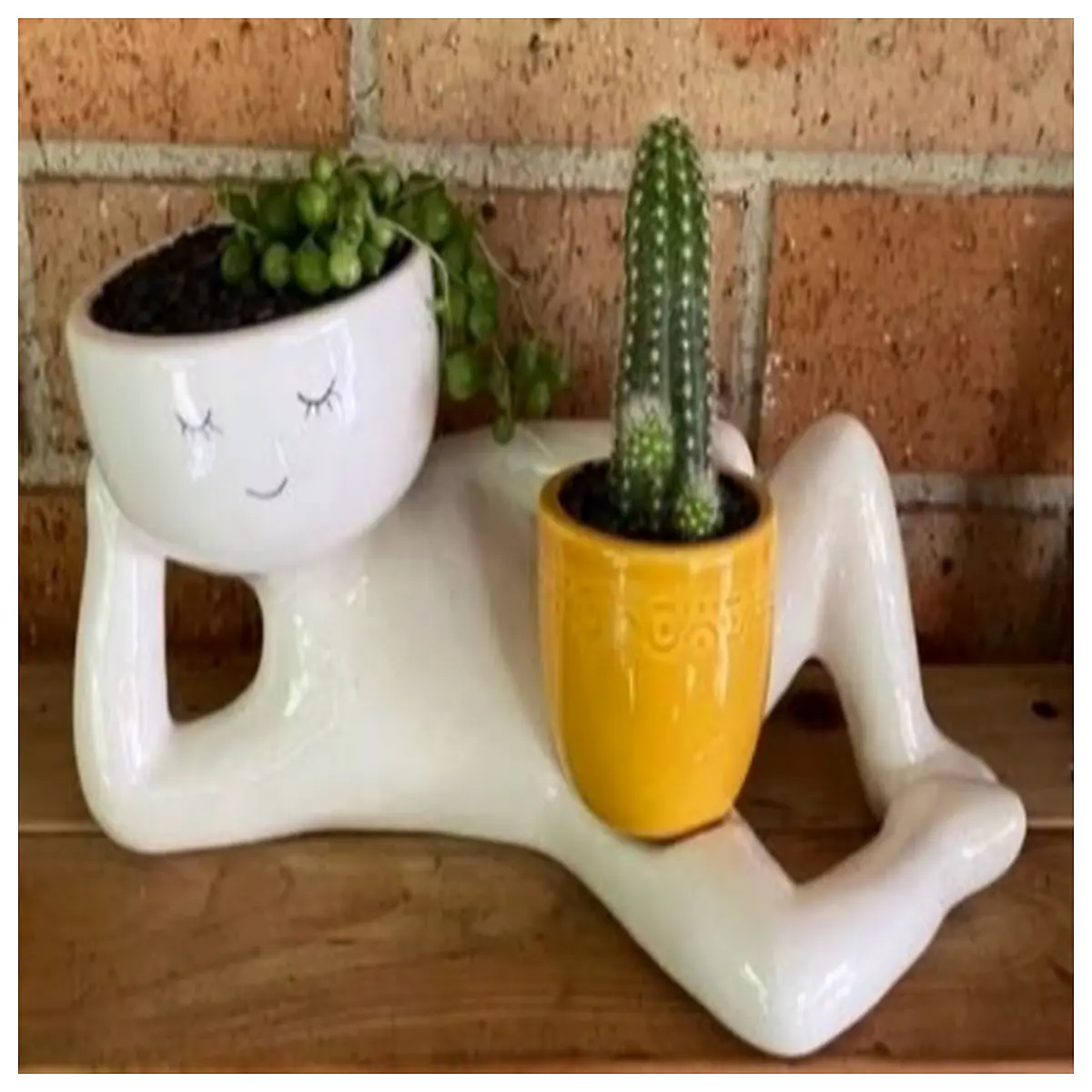 reclining plant for indoor corner decor slanted flower pot holder for succulents cacti modern geometric shelf organizer