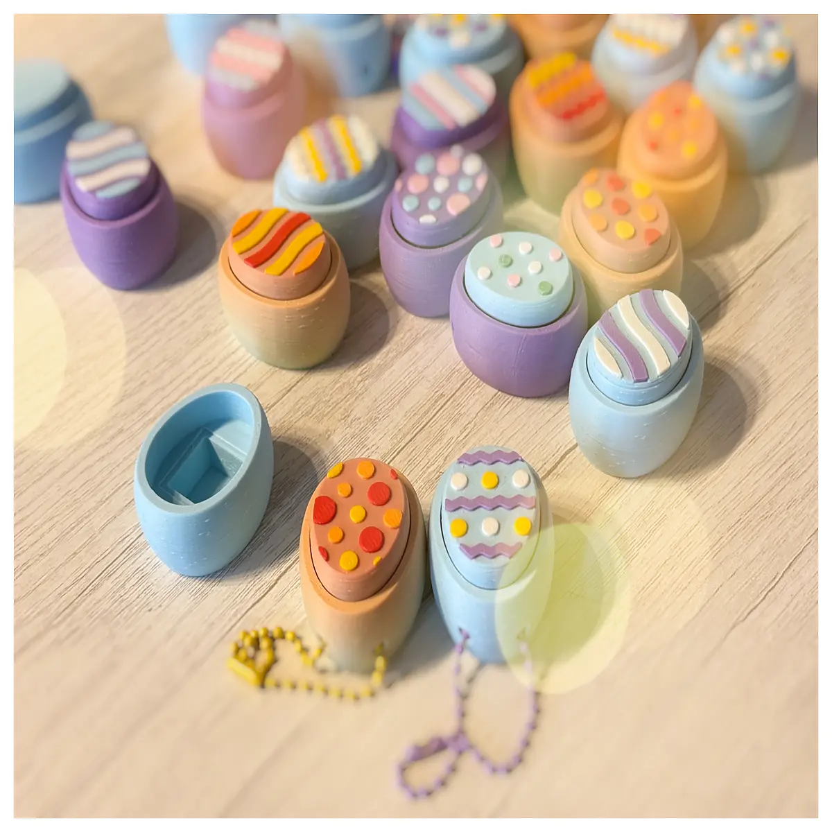 cute egg shaped snap keychain for bags funny plastic capsule toy charm colorful surprise easter deco women men kids