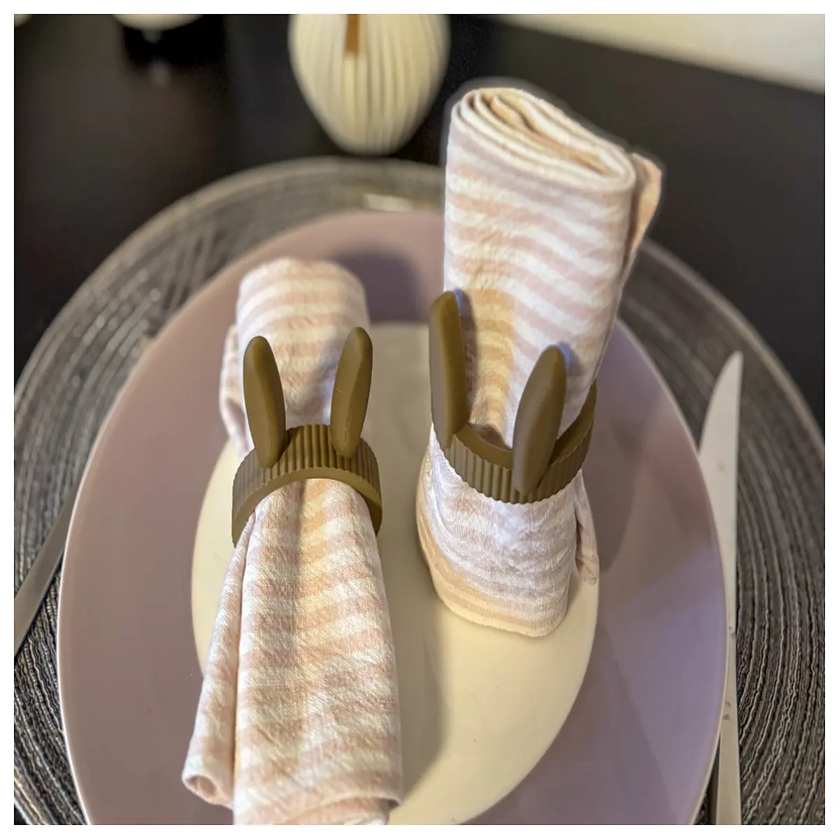 cute bunny napkin rings for easter table setting spring dinner party decor