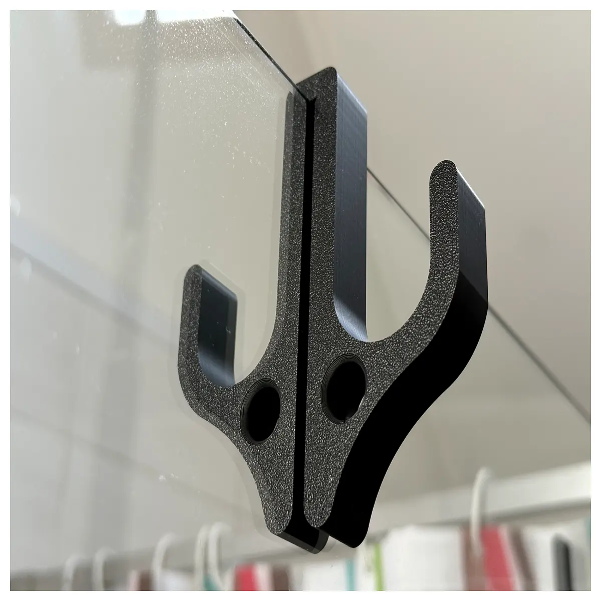 double hook glass shower hanger with hole for towels robes bathroom organizer