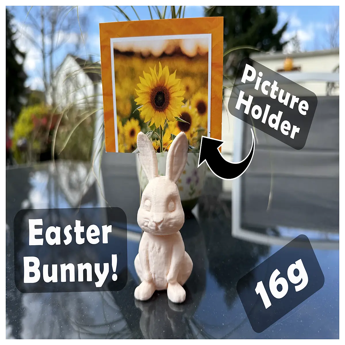 easter bunny photo frame holder for kids room decor spring holiday