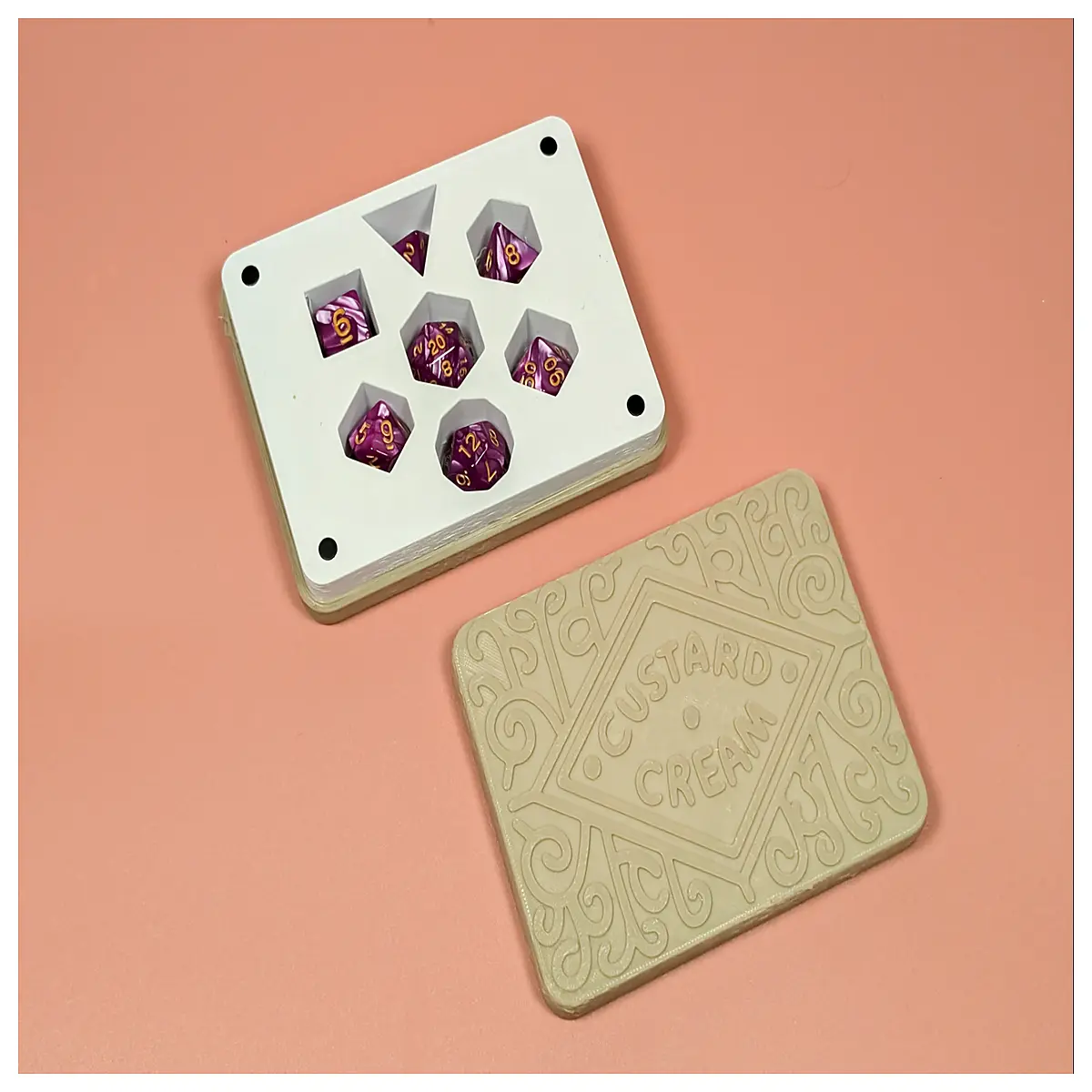 cute buttercream polygon dice storage box resin dnd character organizer table top rpg accessory holder