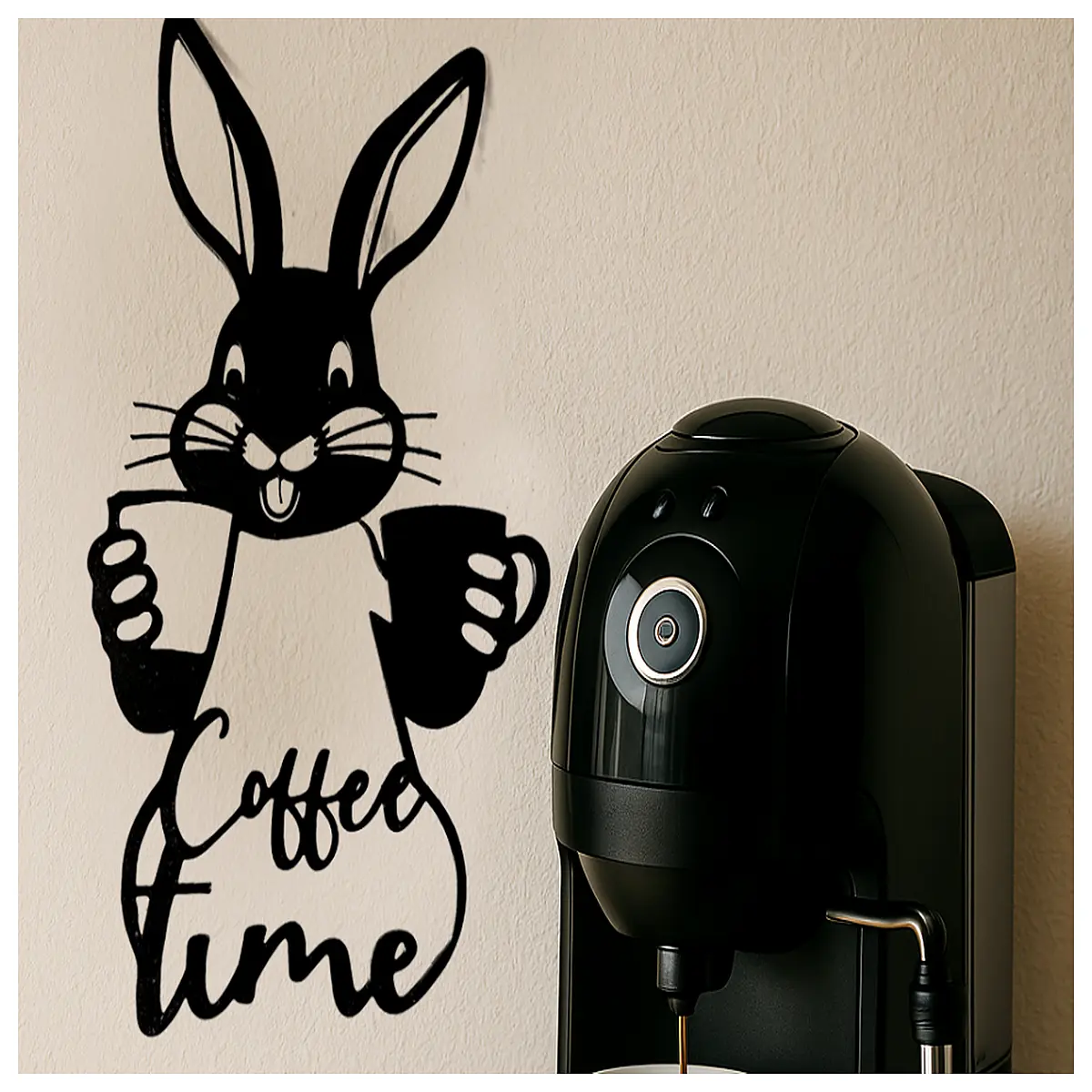 easter bunny wall decor coffee time mug art print rustic farmhouse kitchen hanging sign spring holiday home accent