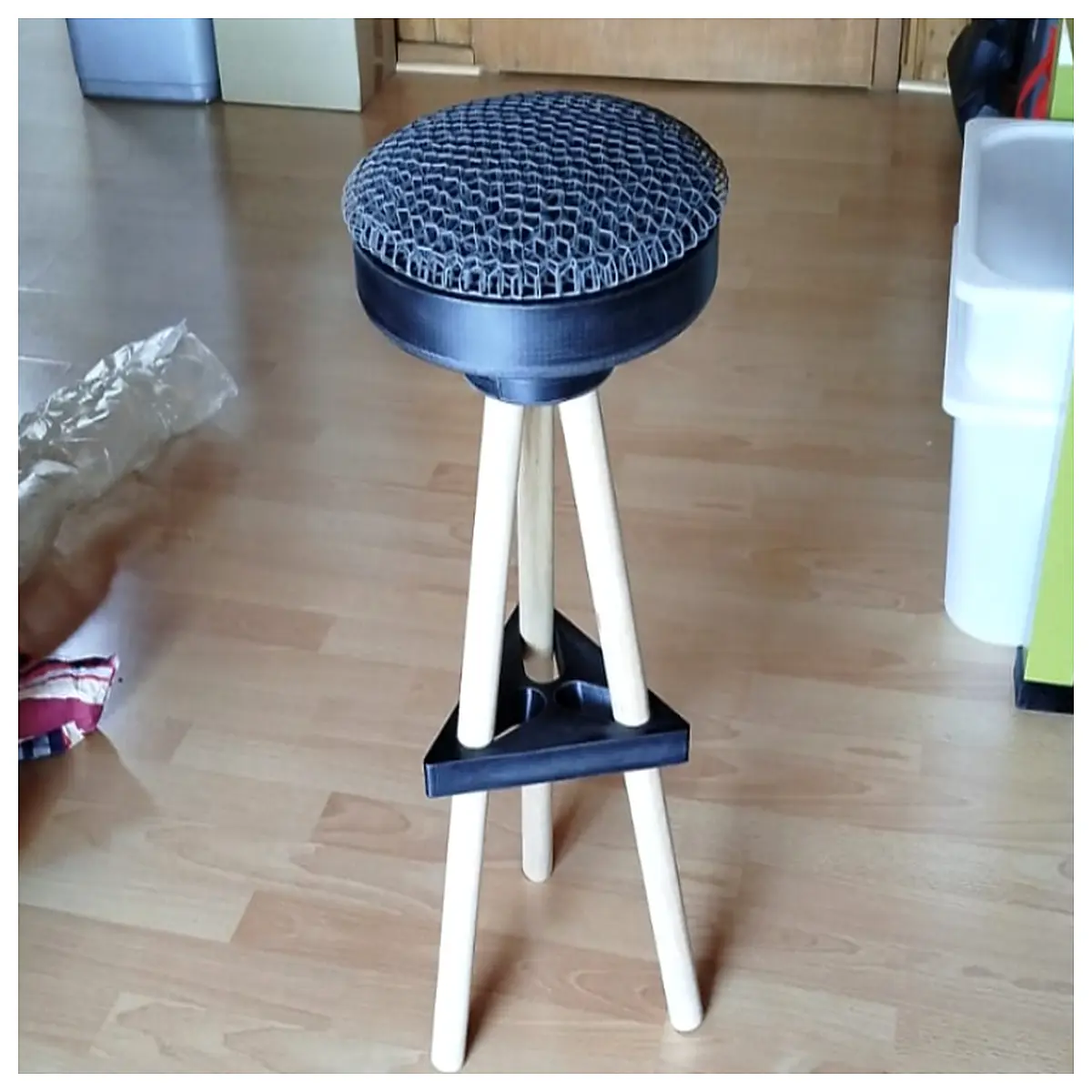 modern wooden leg stool for entryway stylish accent seat with natural wood base small space sitting furniture