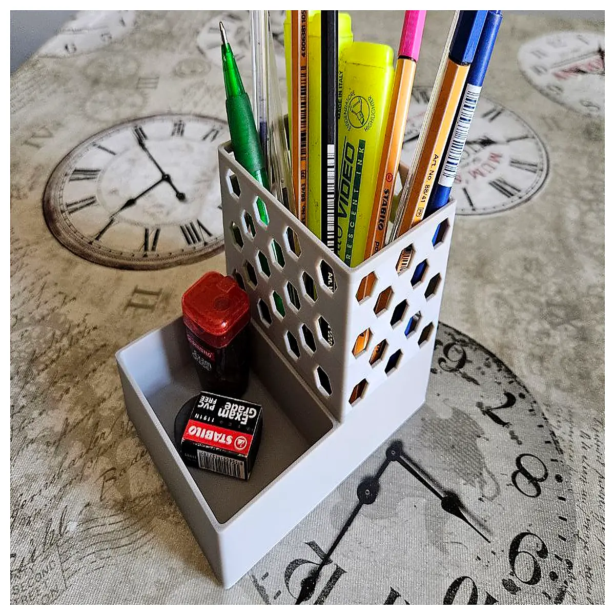 dual function pen holder desk organizer with cup slot for office supplies storage