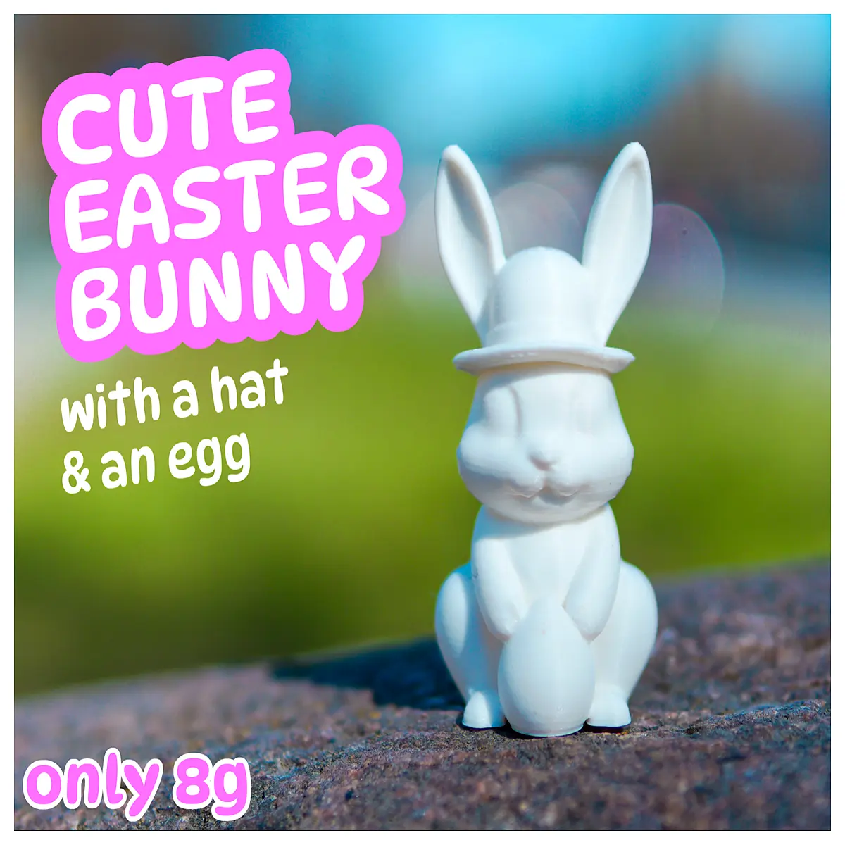 cute bunny with hat and eggs no needed spring decor