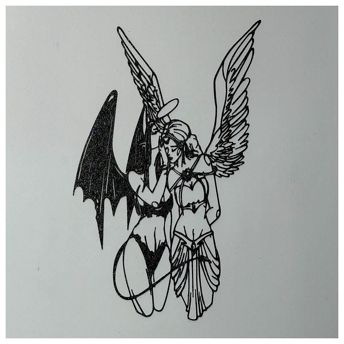 dark gothic wall art angel demon silhouette girl decor bedroom aesthetic