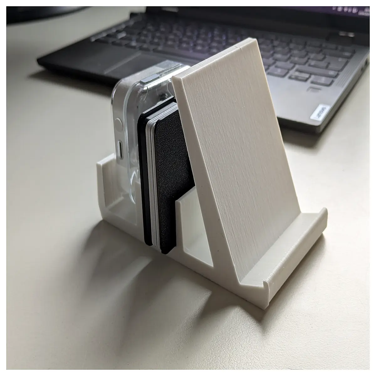 leather card holder phone case with earbuds slot and desktop organizer for desk tidy
