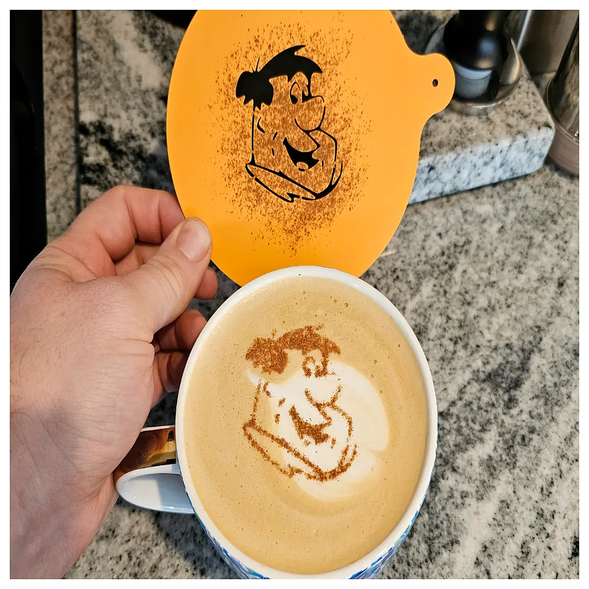 flintstone latte art stencil coffee maker home barista gift