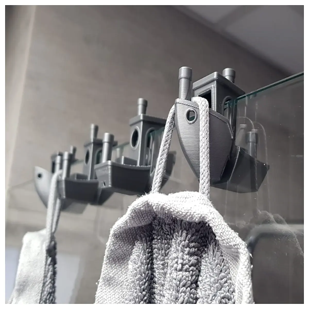 printed benchy hook for glass shower door bathroom towel holder with 4 mini boat models suction cup or adhesive mount waterproof plastic accessory