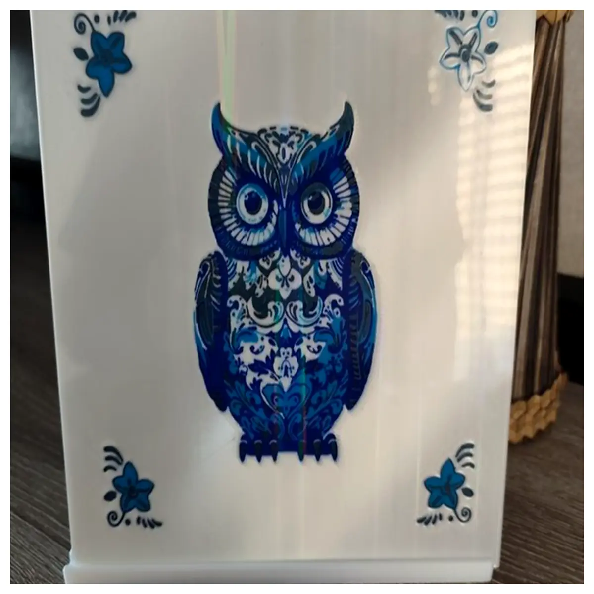 delft blue owl tile mural for bathroom backsplash vintage dutch pottery art wall decor ceramic owl mosaic accent piece