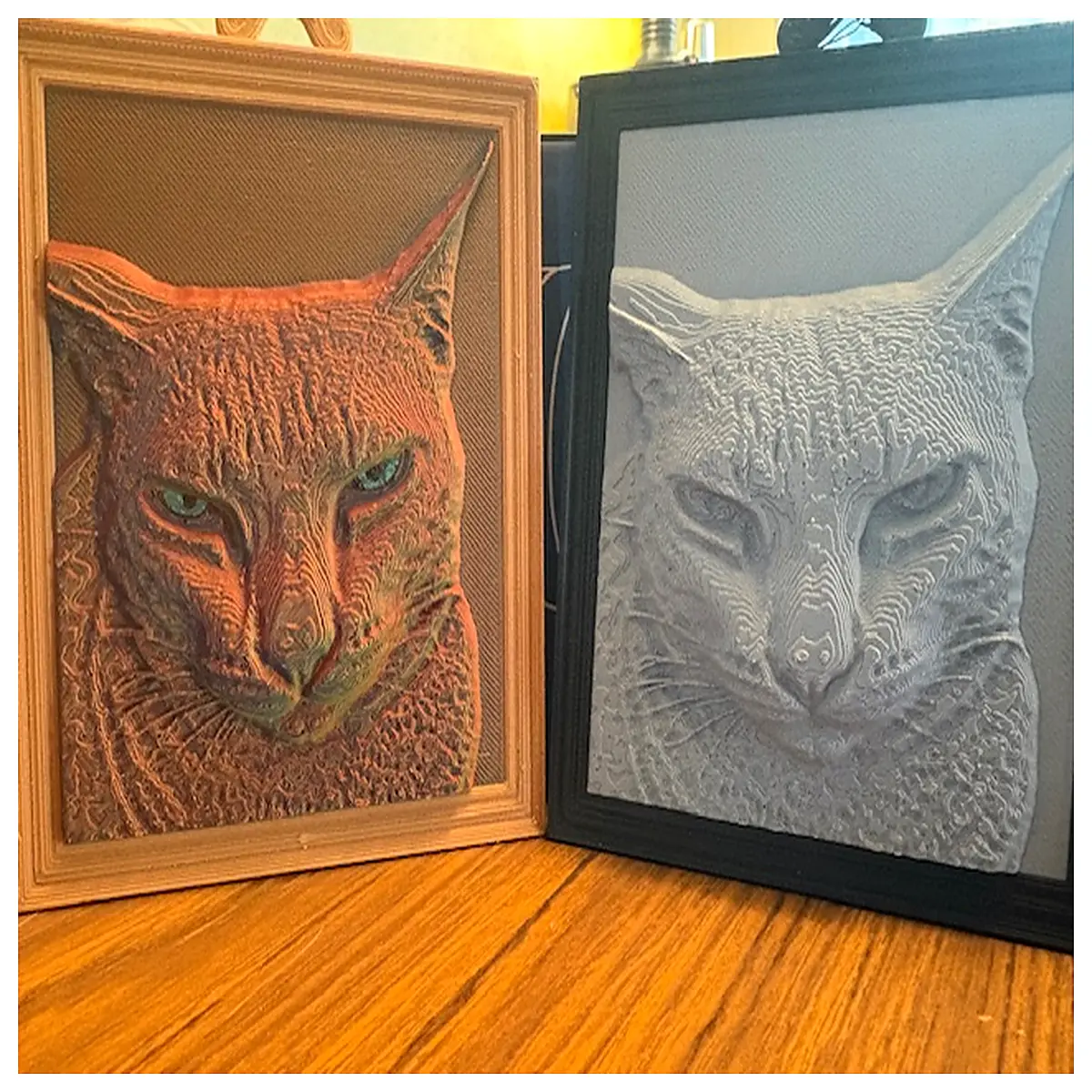 kitten face embossed painting with realistic eyes cute cat portrait art hand painted feline decor