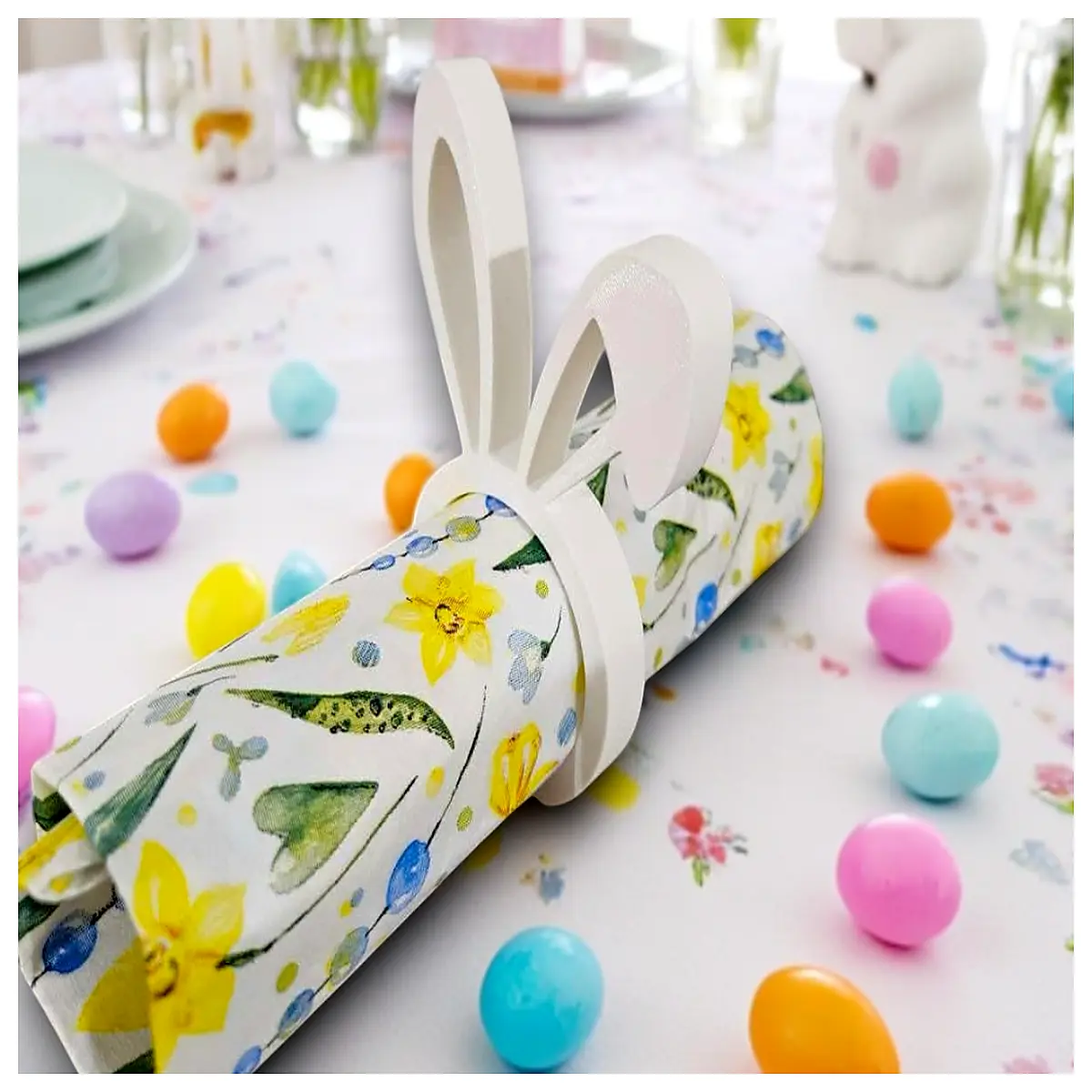 easter napkin rings metal gold silver bunny rabbit chick spring table setting decor for dinner party