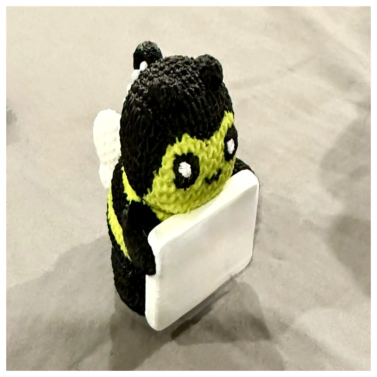 knitted bee keychain with chain ring cute animal charm bag accessory handmade crochet honeybee pendant for purse or backpack