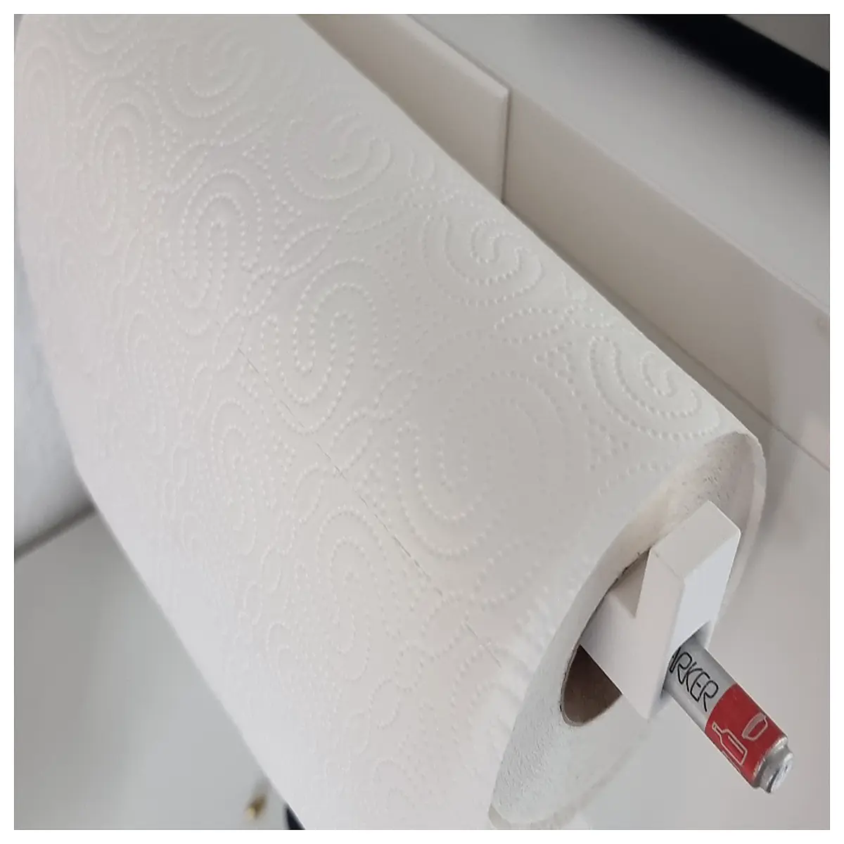 kitchen paper towel holder with pen clip wall mounted roll dispenser organizer