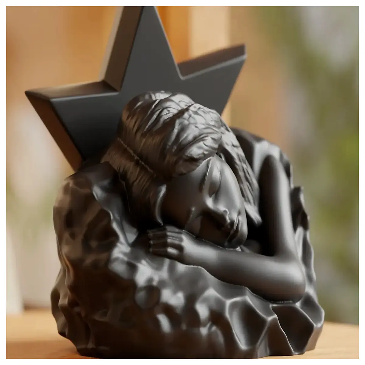 cosmic dreamer statue surreal space art decor fantasy sculpture for home office starry night aesthetic gift