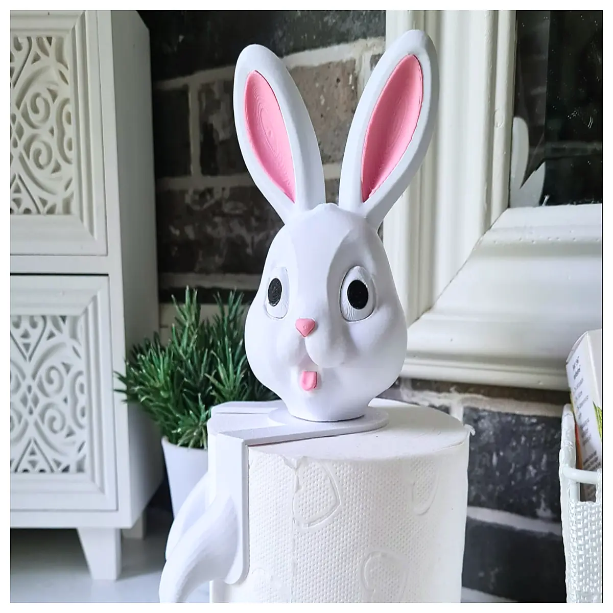 cute bunny rabbit toilet paper holder wall mount bathroom tissue dispenser cute home decor