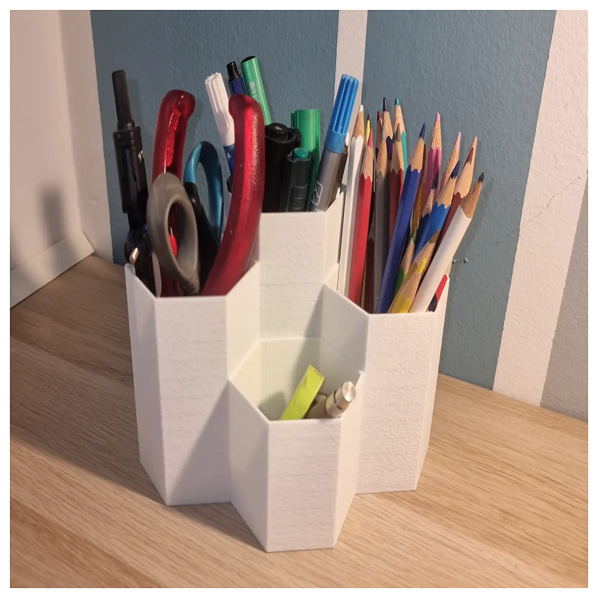hexagonal pencil holder desk organizer for office supplies storage