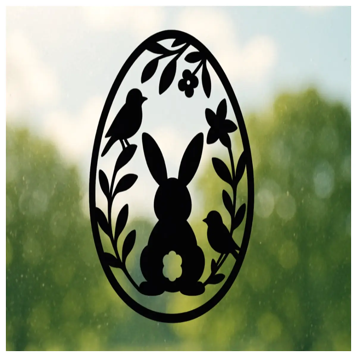 easter bunny wreath window decal spring home decor vinyl sticker for front door glass art