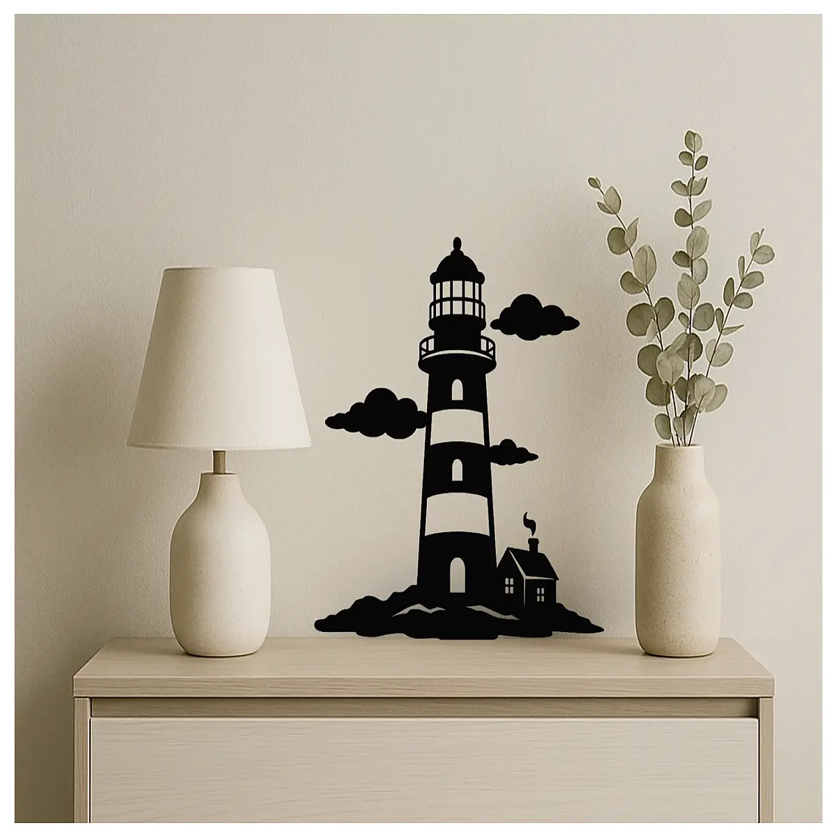 nautical lighthouse wall art metal silhouette home decor living room accent