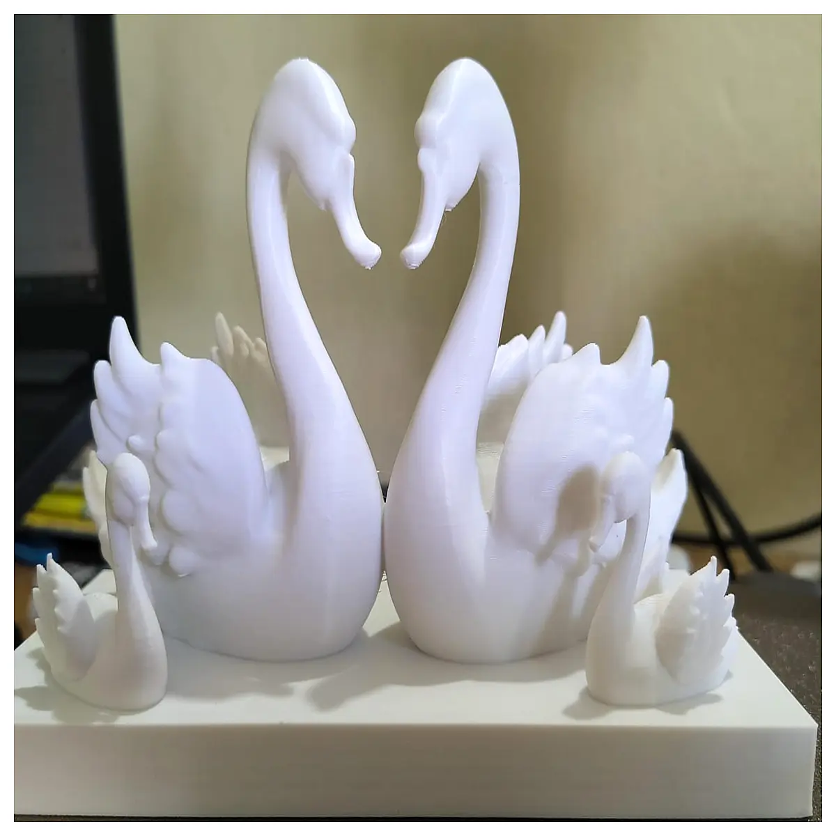 printed romantic couple swan figurine elegant love bird statue for home decor wedding gift idea resin art