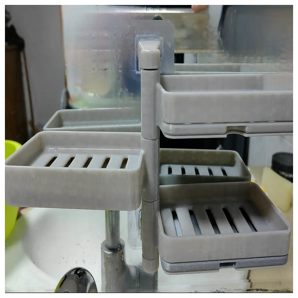 3 tier rotating soap dispenser rack bathroom organizer with drainage for shower countertop