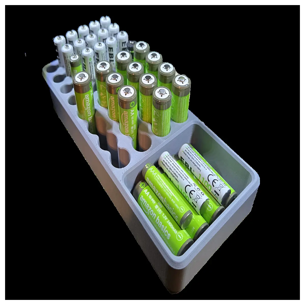 battery organizer box for aa aaa alkaline rechargeable lithium cells storage case with divider compartments