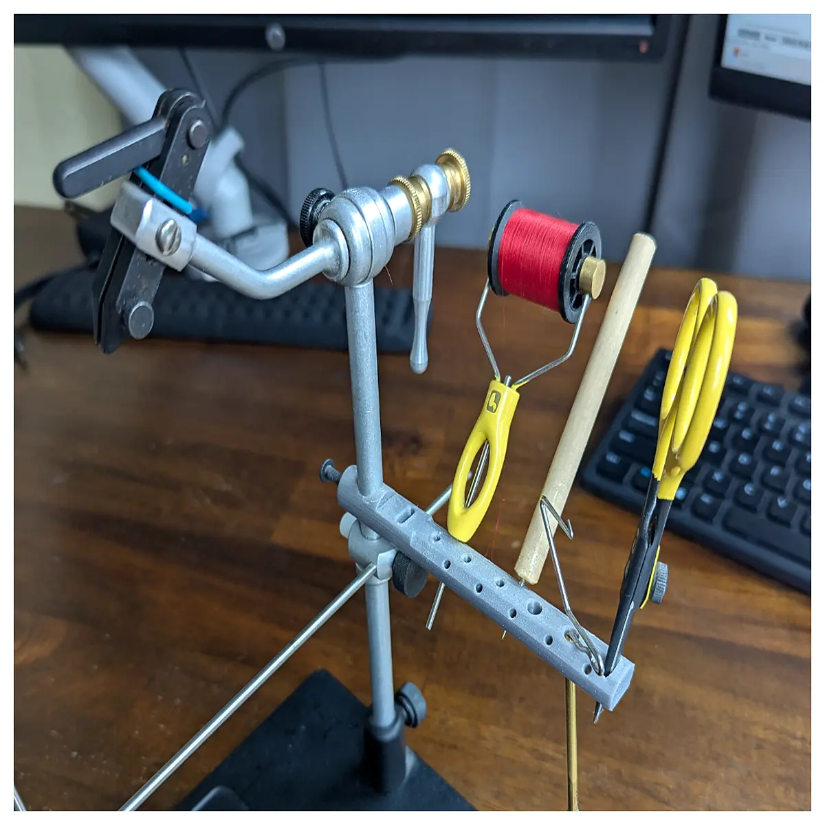 renzetti fly tying vise station with tool bar duty aluminum base for fishing gear organization