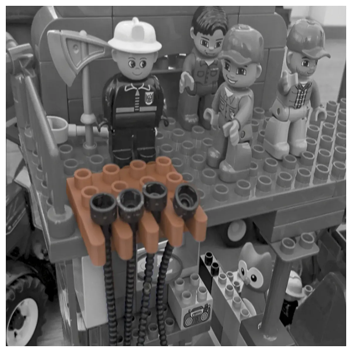 fire hose drying rack building blocks compatible with duplo bricks for kids playset