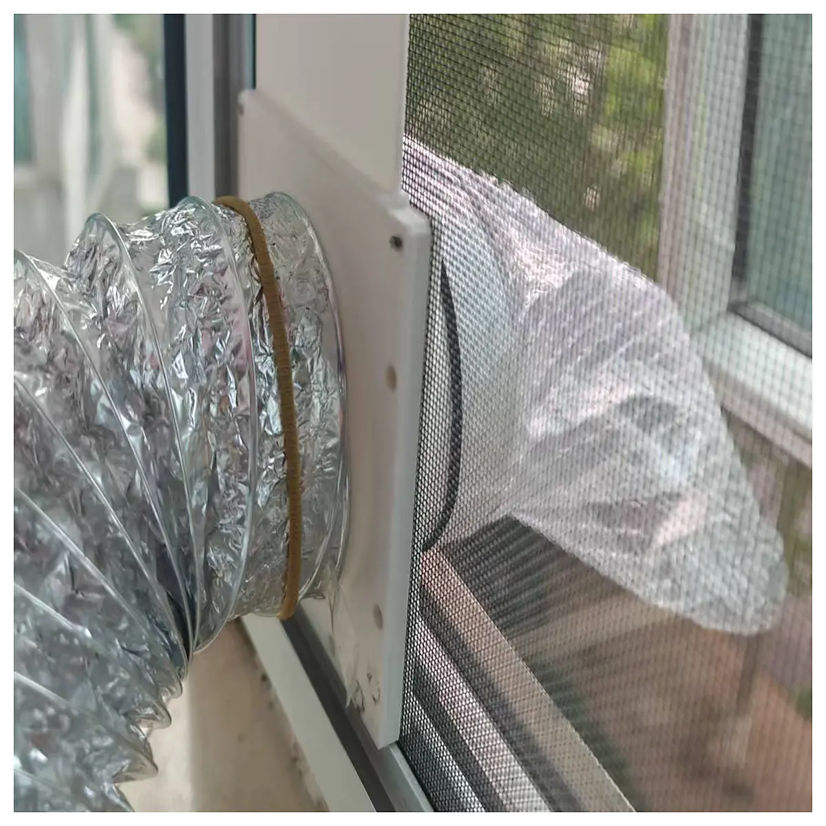 magnetic window screen vent hose for ac exhaust flexible ducting with seal strip diy home ventilation repair parts