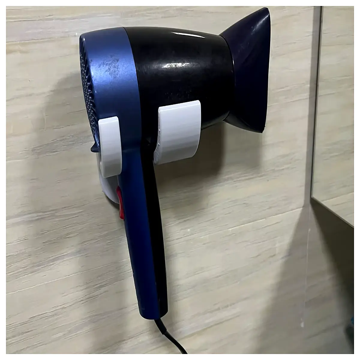 asymmetric hair dryer holder wall mount bracket no drill duty storage rack for bathroom vanity