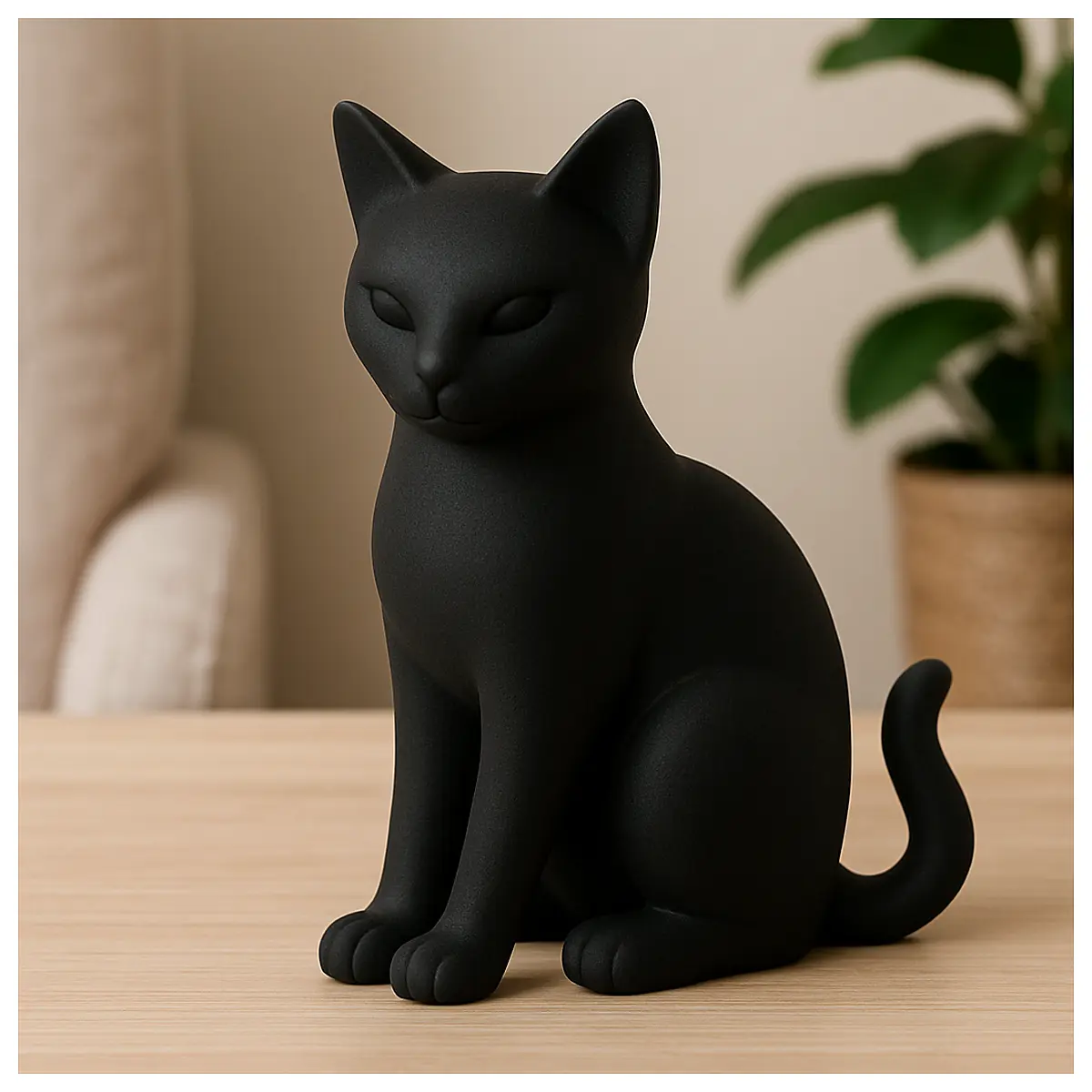 modern black cat statue home decor sleek feline sculpture for shelf contemporary animal art piece
