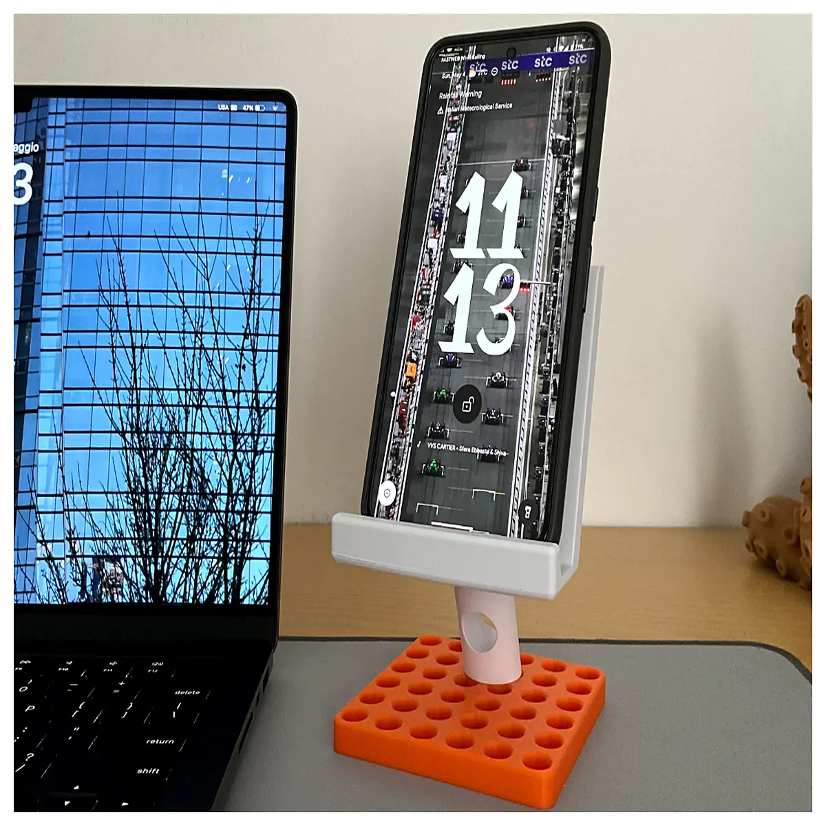 minimalist phone for desk sleek aluminum mobile holder compact travel grip modern aesthetic smartphone accessory