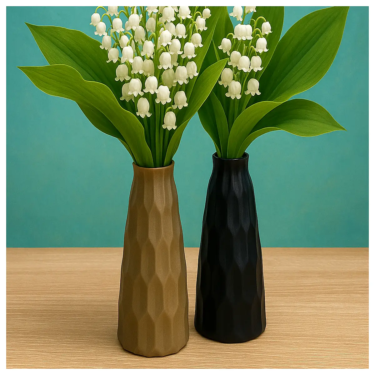 geometric angular lily vase modern home decor tall glass flower holder for fresh stems table centerpiece