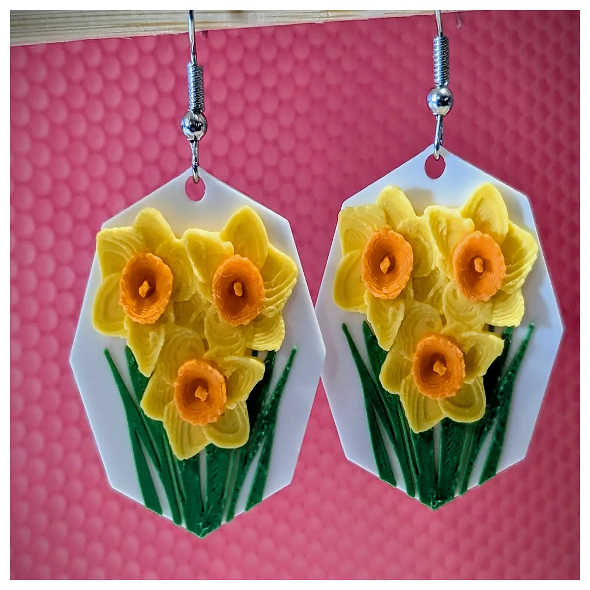 daffodil flower earrings gold silver stud drop for women spring floral jewelry gift