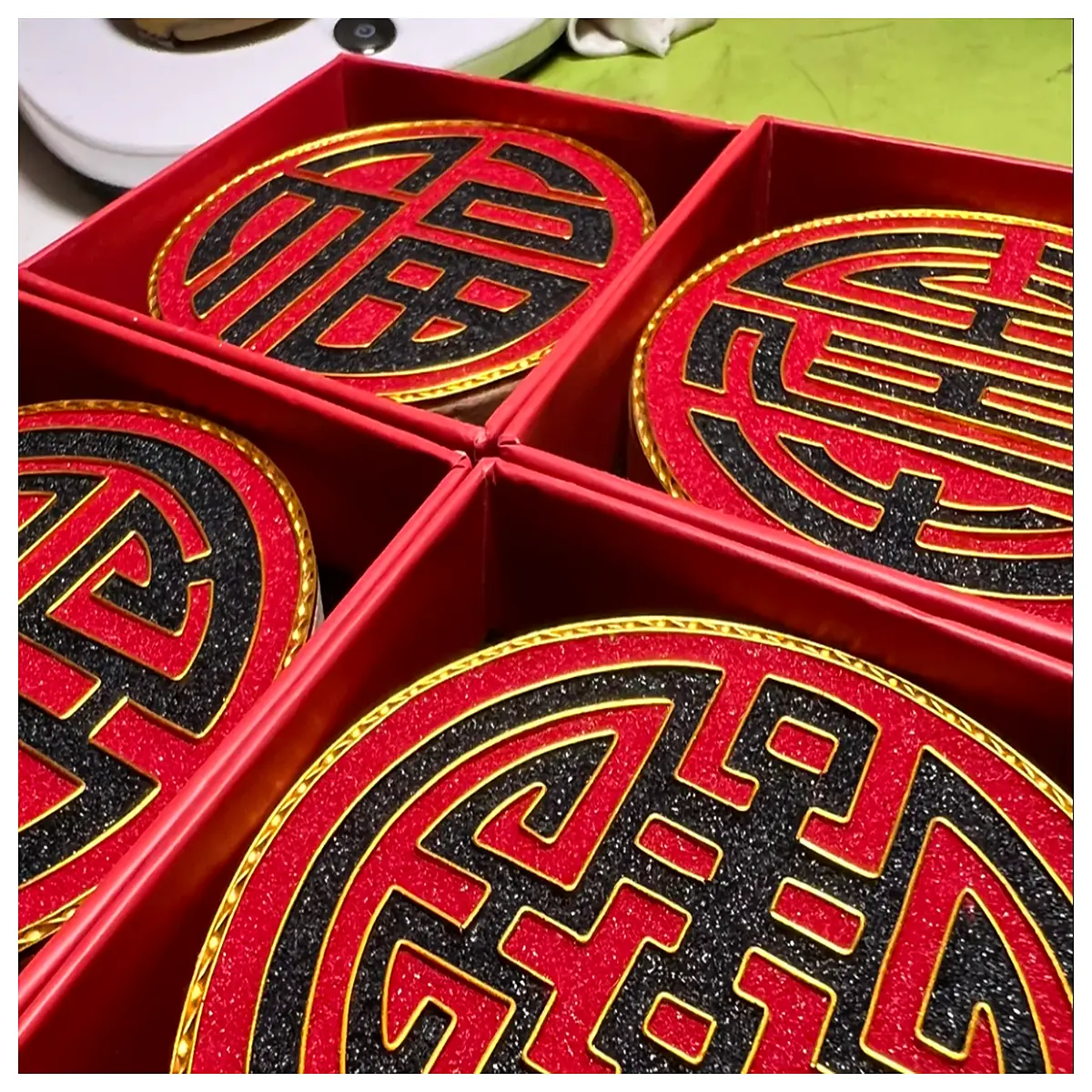 chinese enamel longevity symbol pendant blessing wealth health gold filigree charm