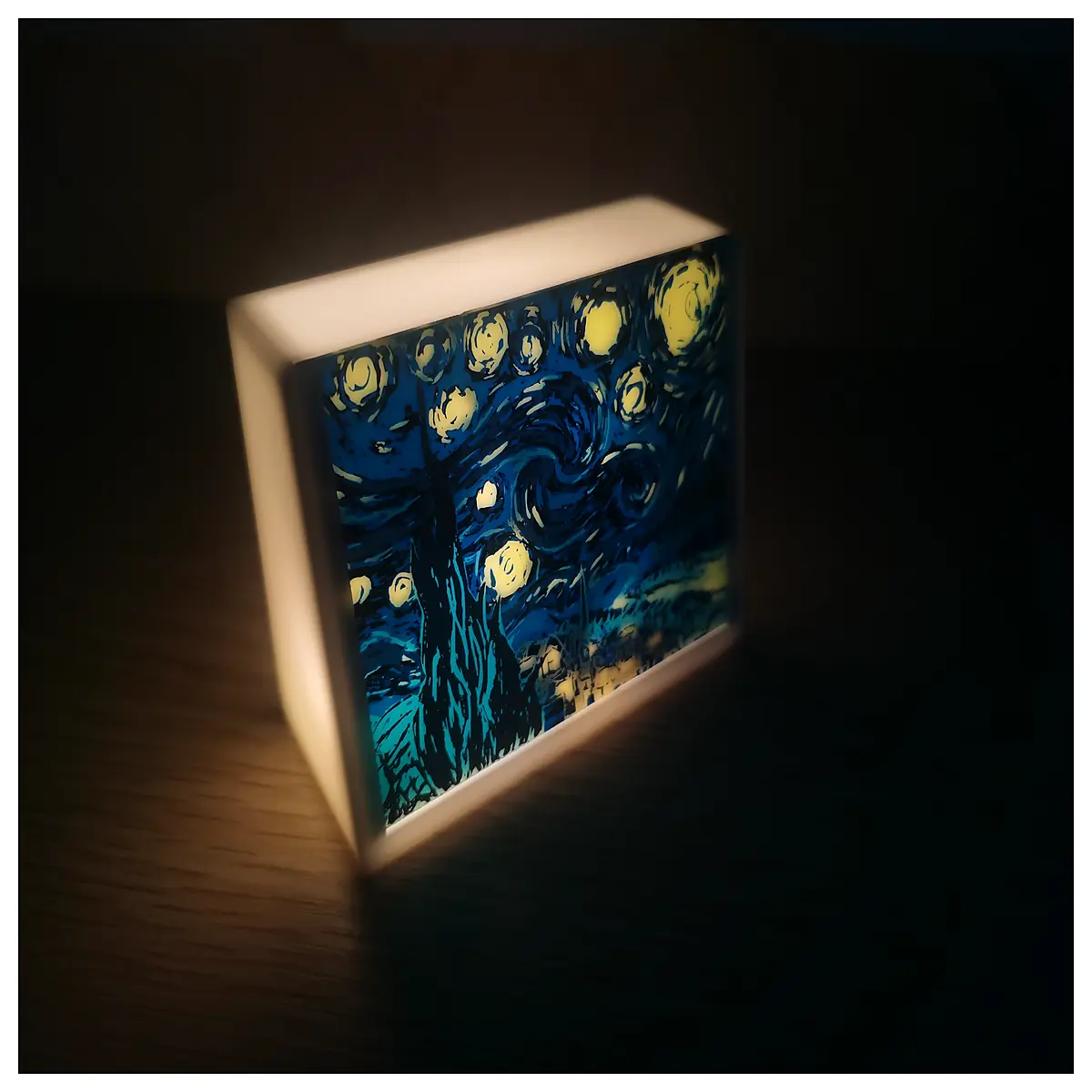 van gogh starry night desk art print holder acrylic frame for bedroom wall decor