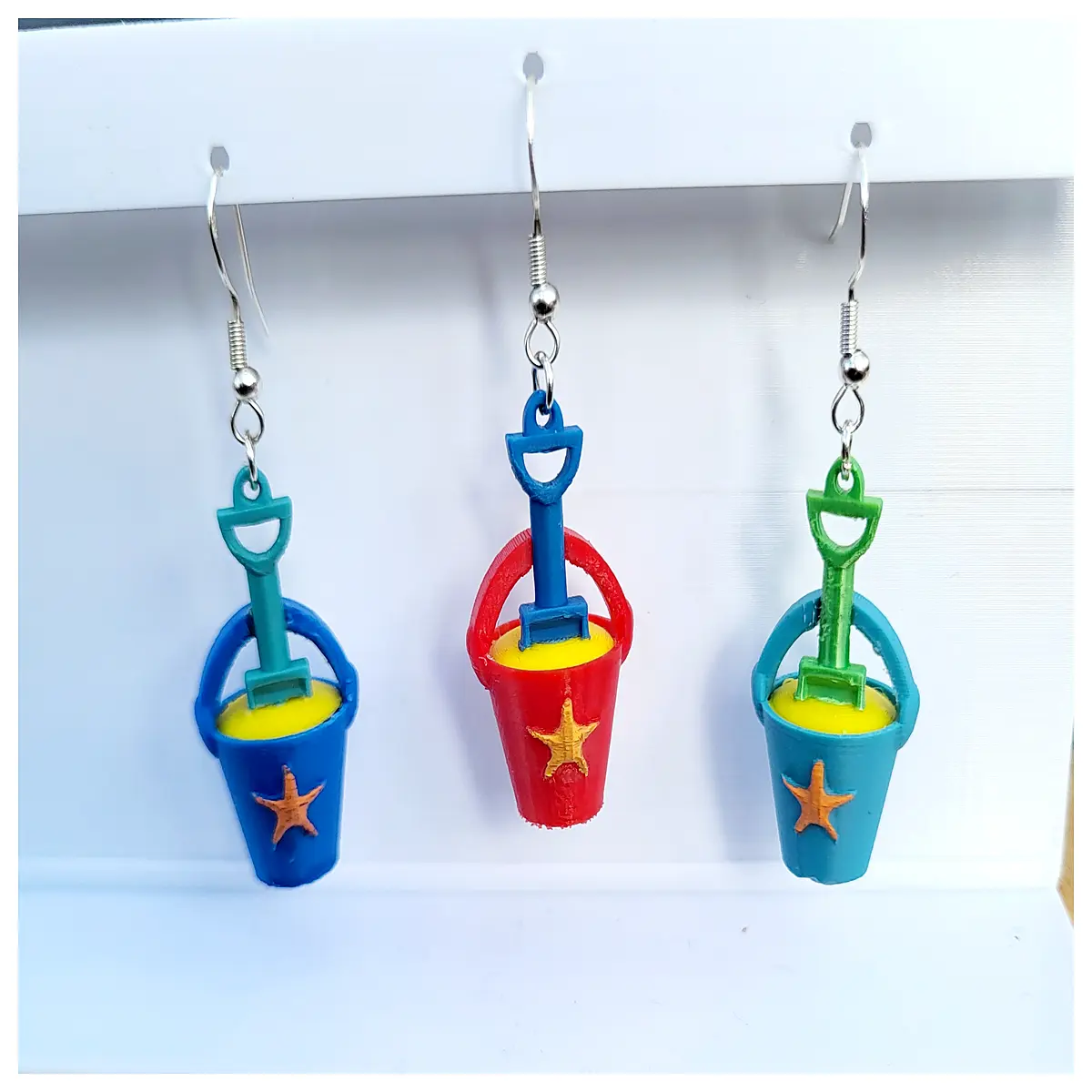 beach bucket earrings summer fun jewelry