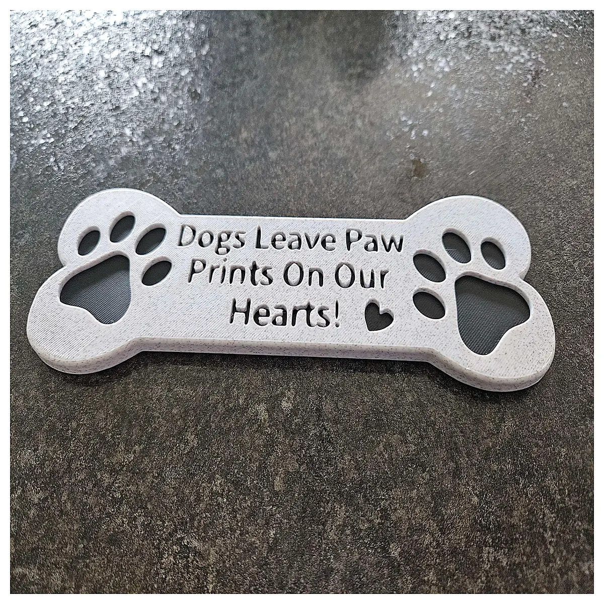 dog bone shaped wall art print sentimental paw prints memorial dog lovers home decor
