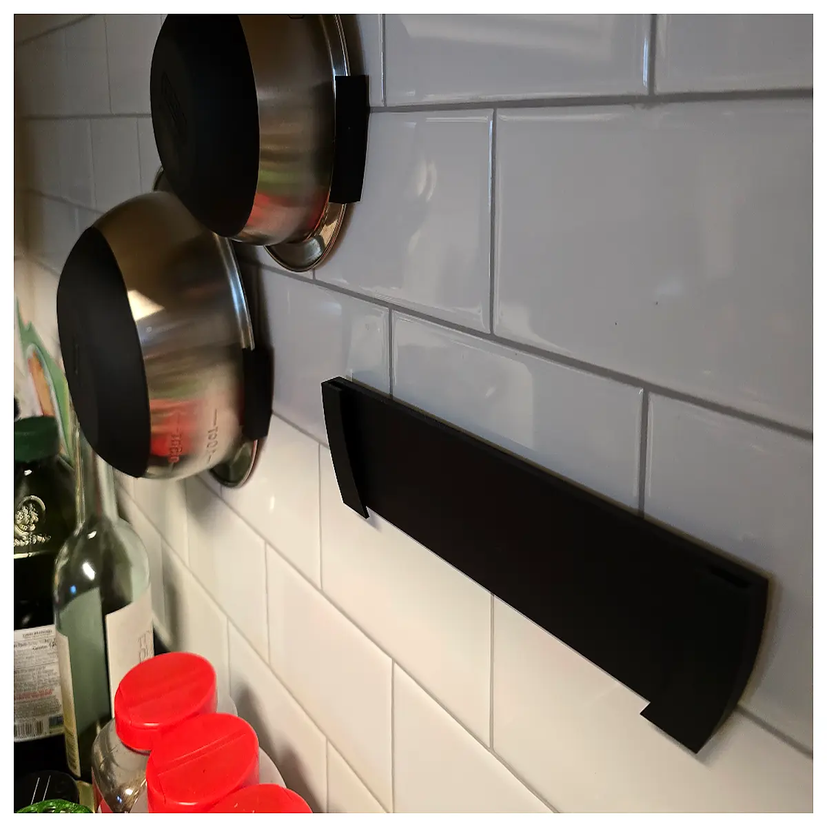 low profile wall mounted mixing bowl rack holder organizer for kitchen cabinet storage