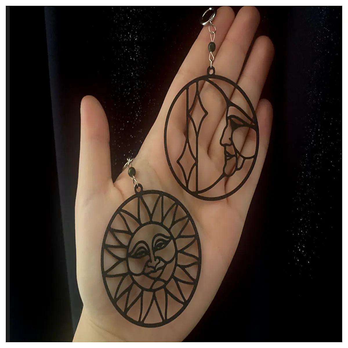 moon star earrings dangle jewelry astronomy themed studs night sky gold silver hoop