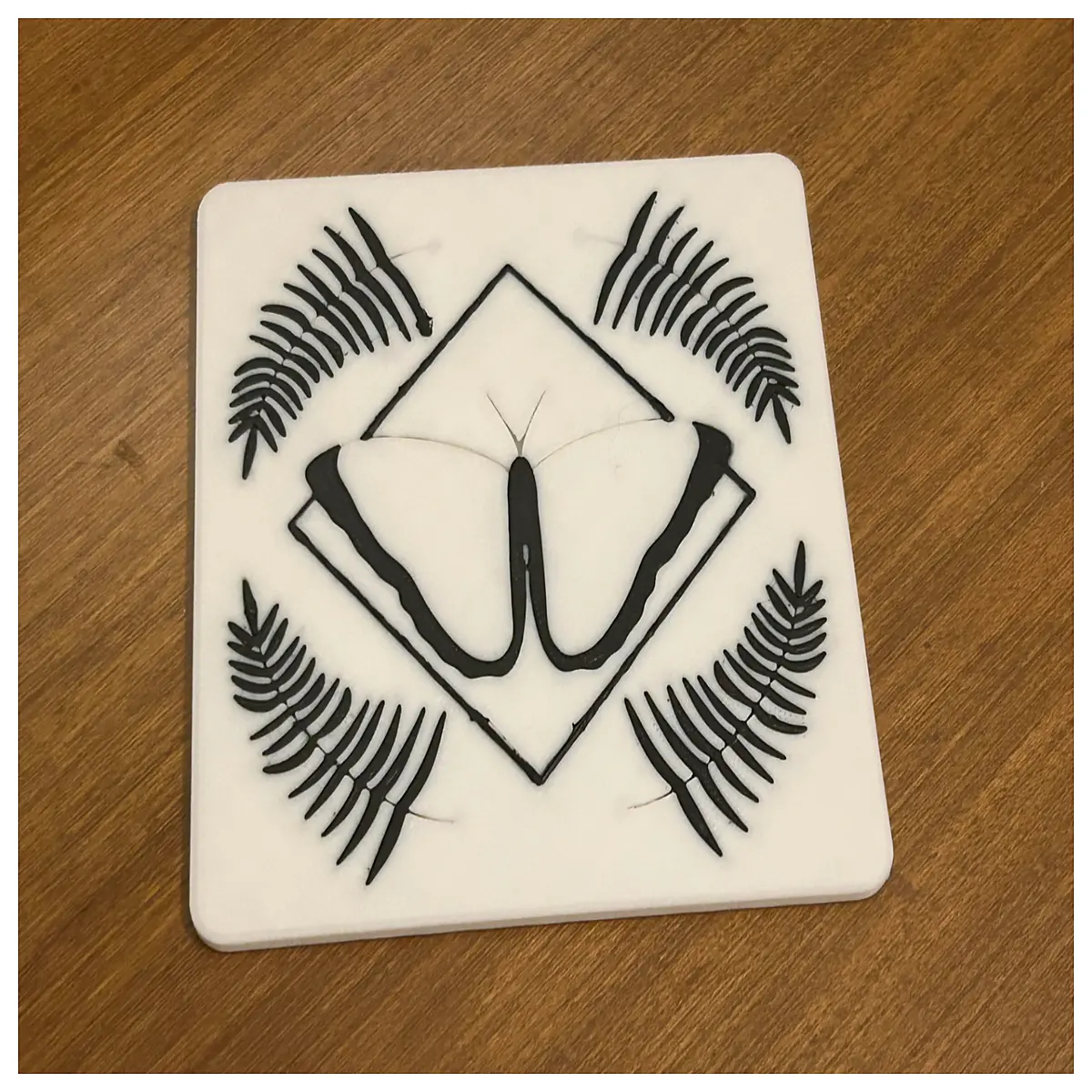 geometric coasters with fern leaf pattern nature inspired drink mats for home decor