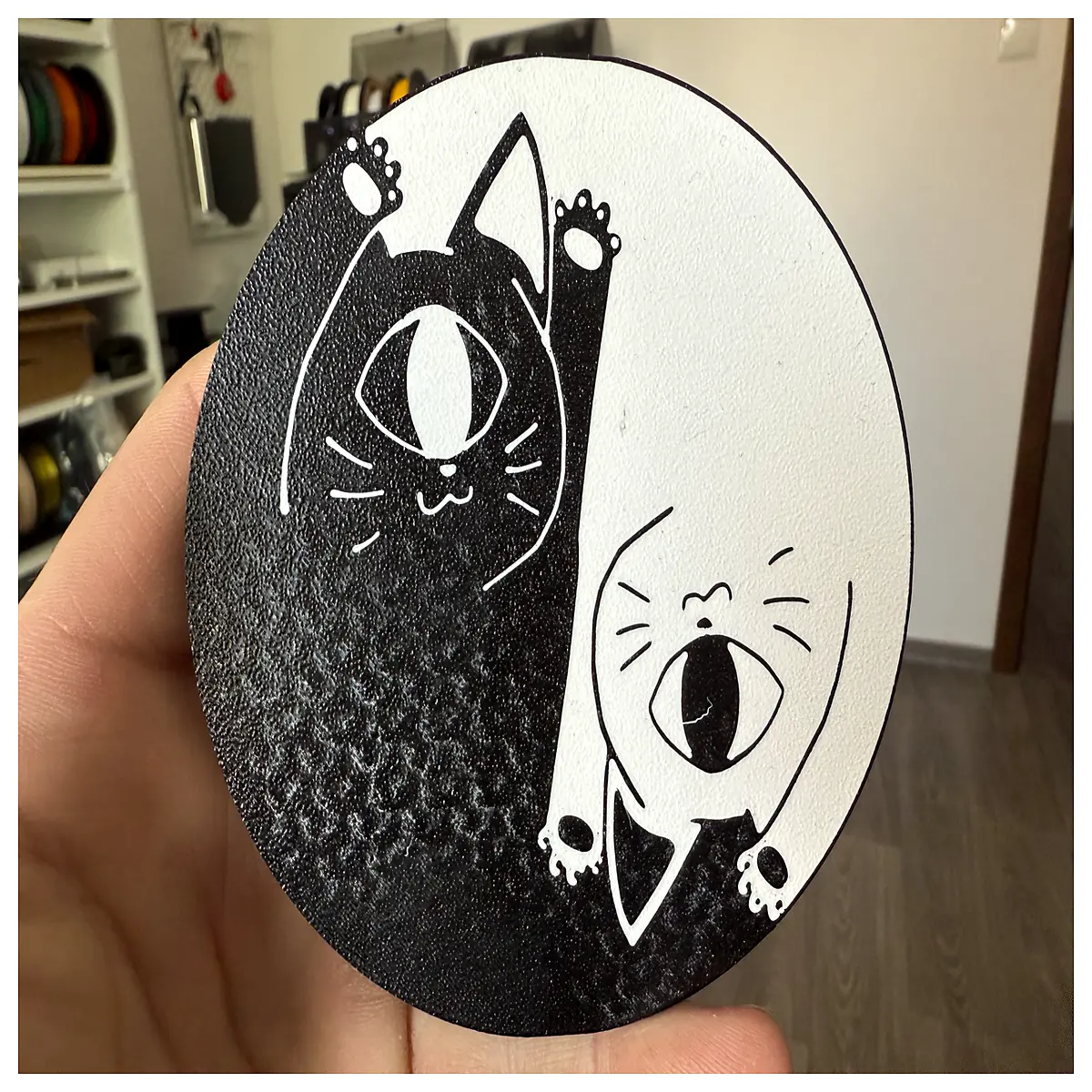 cute one eyed cat coaster silicone non slip drink mat for desk office home decor gift