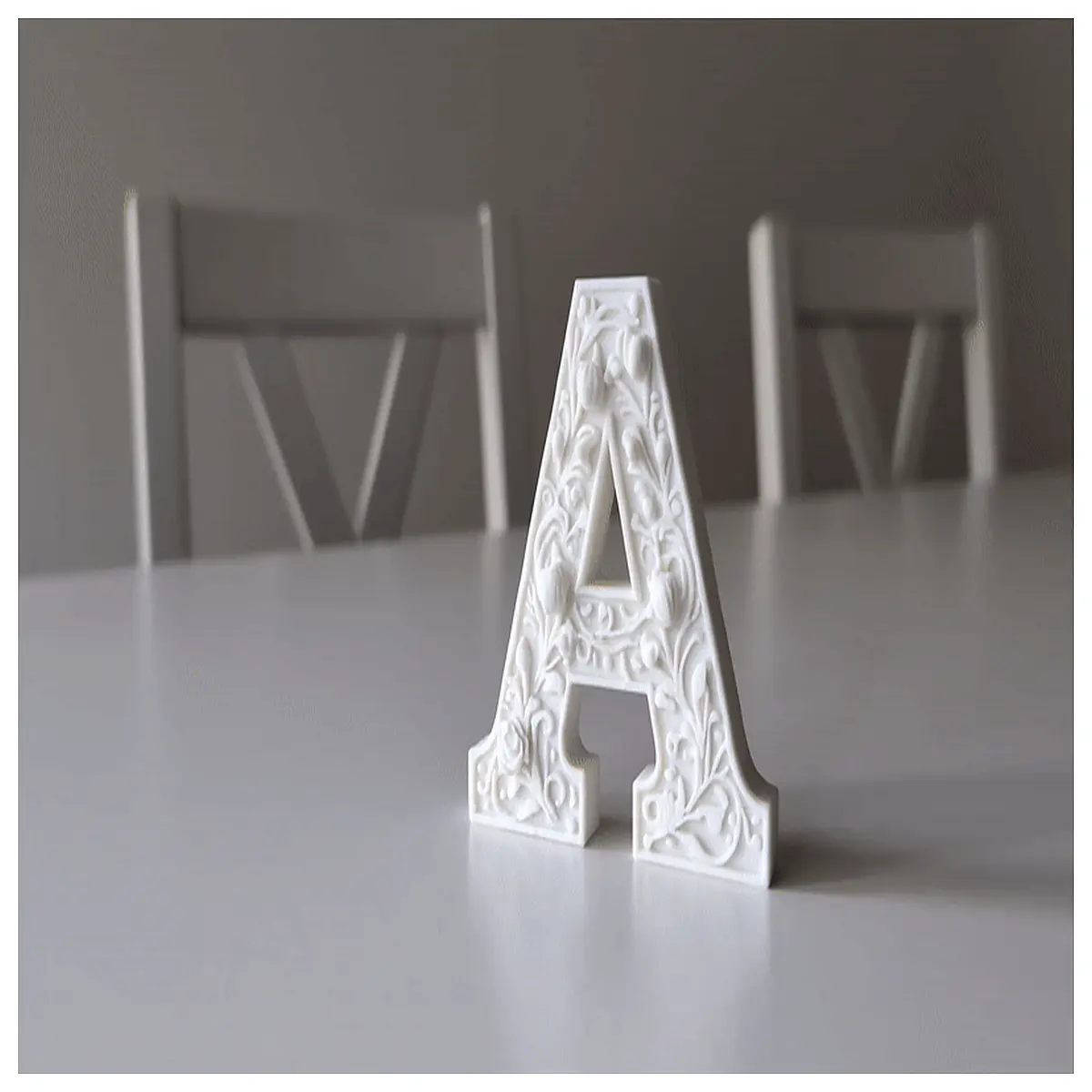 standing floral letter a statue decor white plaster garden ornament monogram plant holder