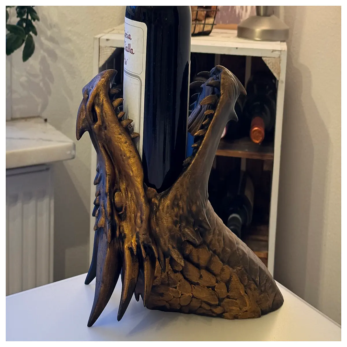 dragon head whiskey decanter holder for bar cabinet shelf organizer