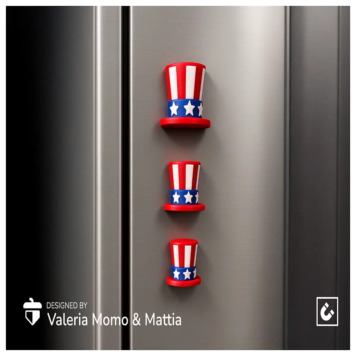 uncle sam top hat magnet red white blue stars stripes patriotic decoration