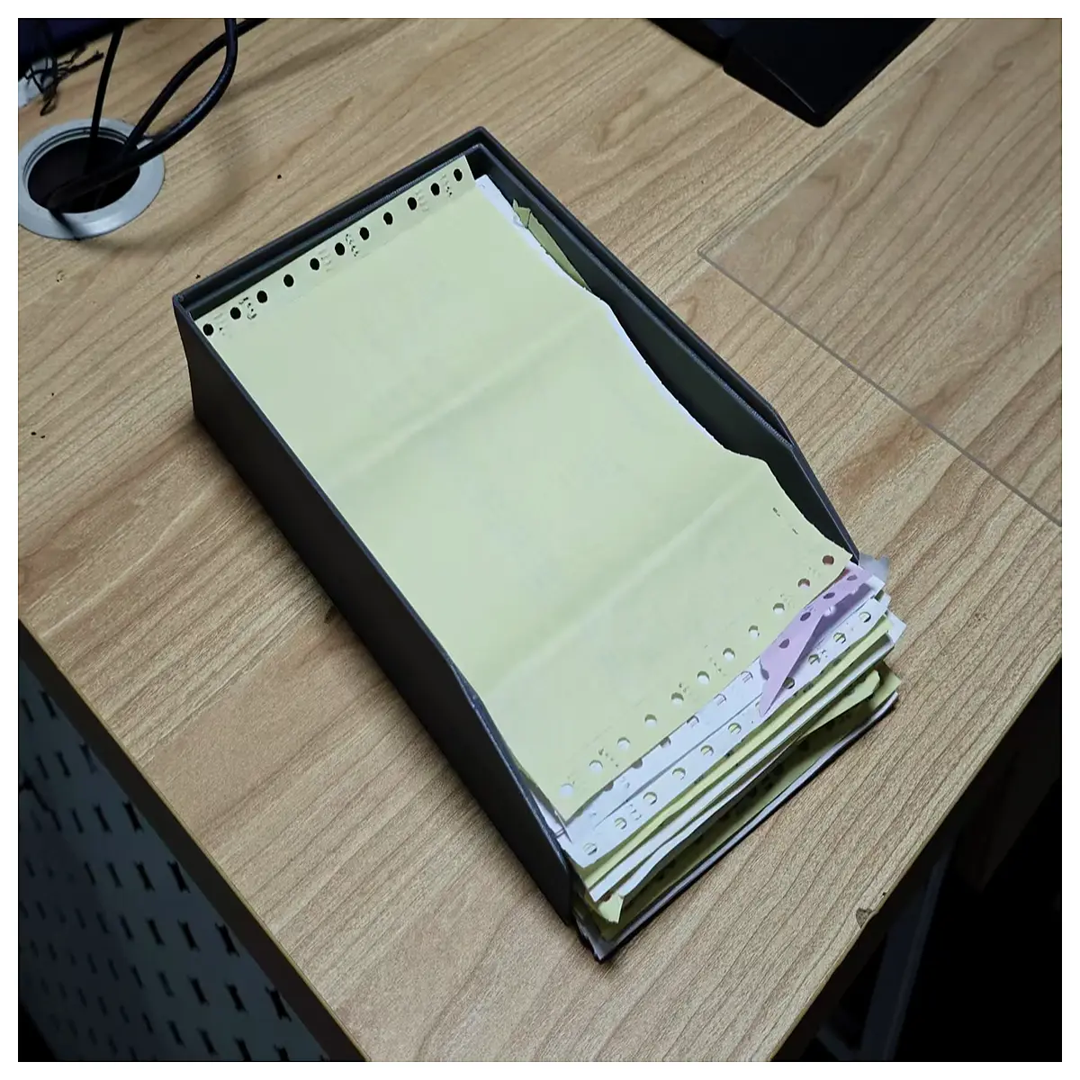 stackable document organizer box for receipts invoices files paper storage office desk tidy
