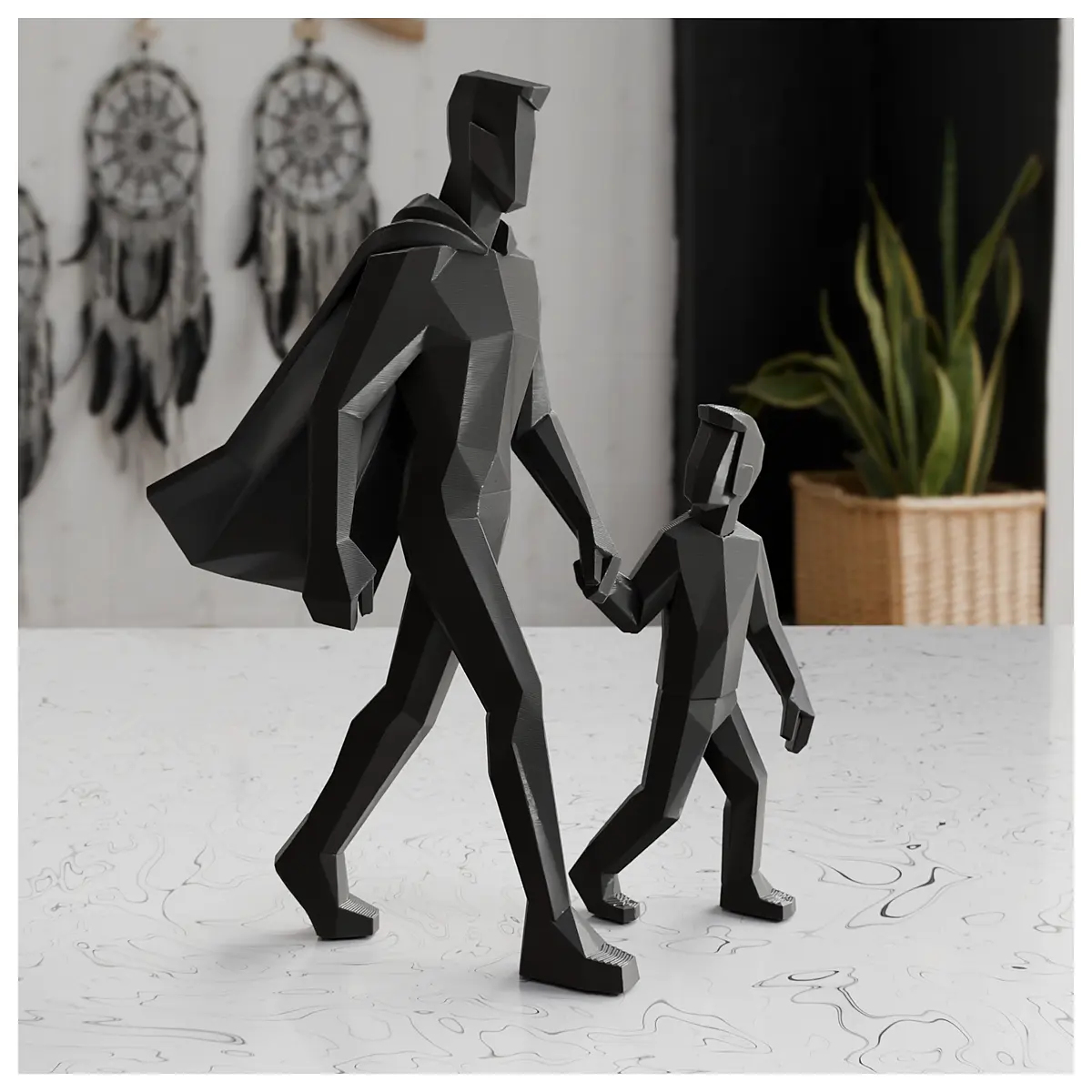 minimalist father son sculpture modern desk decor dad abstract metal art