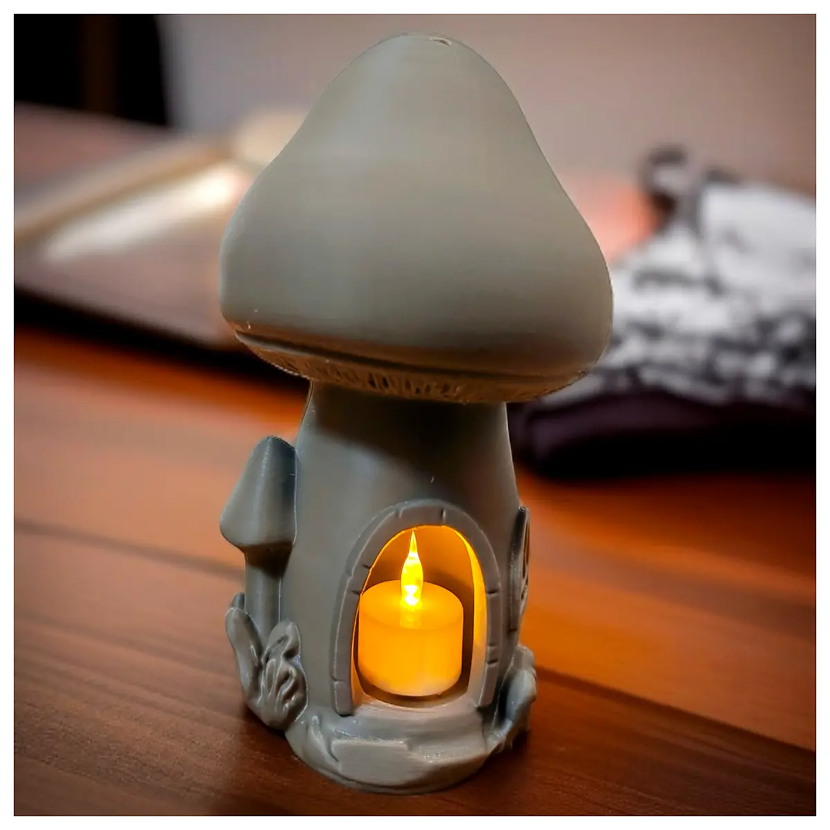 mushroom with fairy lights for bedroom cozy night table decor
